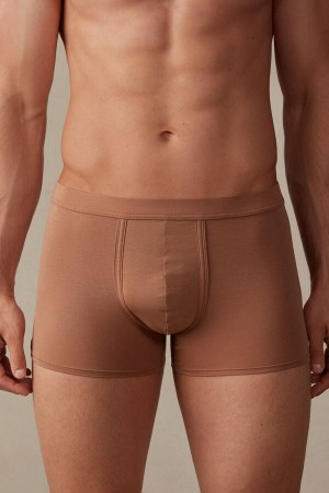 Beige Men's Intimissimi Natural Fresh Supima® Cotton Boxer | AU1451BCP