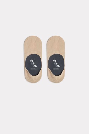 Beige Men's Intimissimi Stretch Cotton Footlet Socks | AU1254ORX