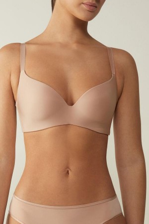 Beige Women's Intimissimi Adele Triangle in Ultralight Microfiber Bras | AU2618ZGU