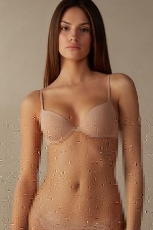 Beige Women's Intimissimi Bellissima Push-up in Microfiber Bras | AU2694HKT