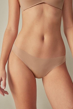 Beige Women's Intimissimi Brazilian in Seamless Ultra Light Microfiber Panties | AU1481WYF