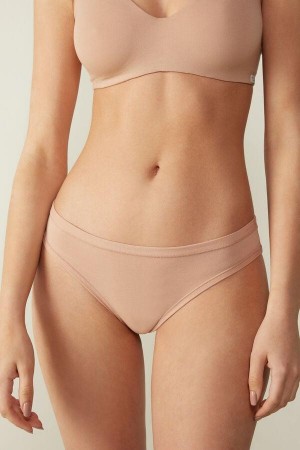 Beige Women's Intimissimi Brazilian in Ultralight Supima® Cotton Panties | AU1500XFU