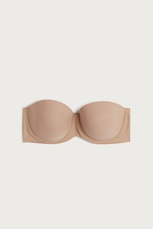 Beige Women's Intimissimi Carola Bandeau in Microfiber Bras | AU2933ISP