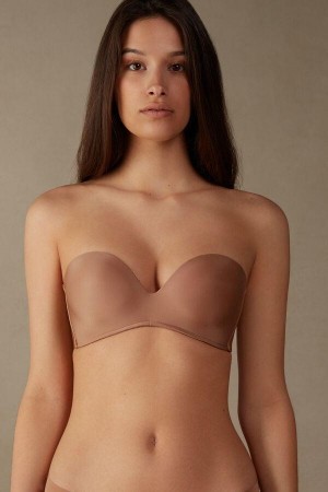 Beige Women's Intimissimi Daila Ultralight Microfiber Bandeau Bras | AU2835HKH