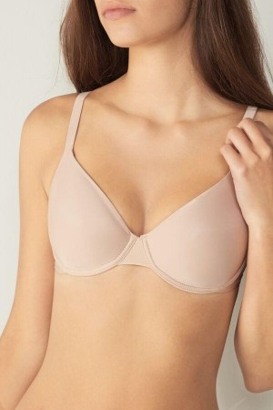 Beige Women's Intimissimi Francesca Ultralight Microfiber Balconette Bras | AU2421ORK