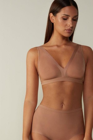 Beige Women's Intimissimi Lara Invisible Touch Triangle Bras | AU2779WYS