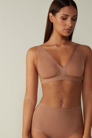 Beige Women's Intimissimi Lara Invisible Touch Triangle Bras | AU2601APH