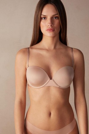 Beige Women's Intimissimi Multi-functional Anna Balconette in Ultralight Microfiber Bras | AU2544HKA