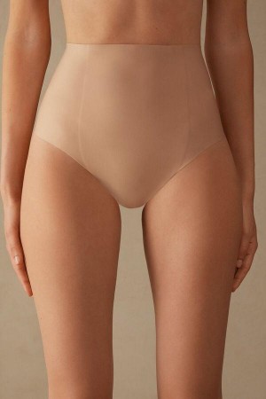 Beige Women's Intimissimi Raw-Cut Microfiber French Knickers Panties | AU1716EXG
