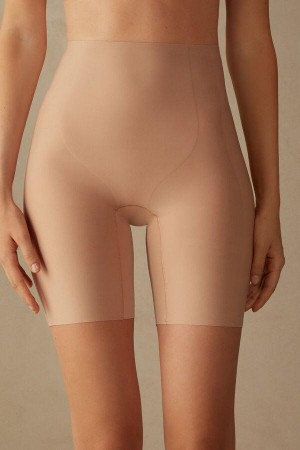 Beige Women's Intimissimi Raw-Cut Microfiber Shorts Panties | AU1715WYF