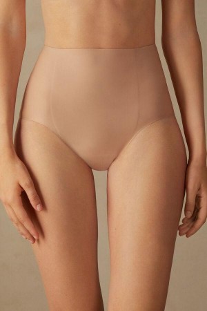 Beige Women's Intimissimi Raw-Cut Microfiber Briefs Panties | AU1598GLQ