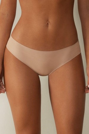 Beige Women's Intimissimi Seamless Supima® Cotton Panties | AU1696ORX