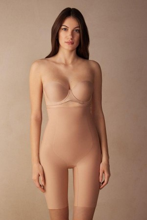 Beige Women's Intimissimi Shaping Shorts in Seamless Microfiber Panties | AU1737BCP