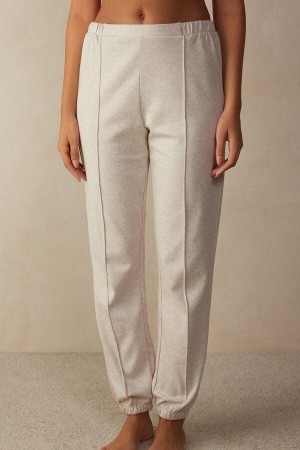 Beige Women's Intimissimi Slow and Cozy Pants in Warm Cotton Pajamas | AU1973MAS