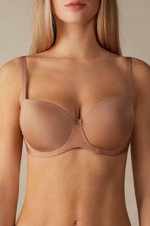 Beige Women's Intimissimi Sofia Balconette in Ultralight Microfiber Bras | AU2982SOU