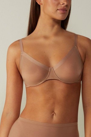 Beige Women's Intimissimi Sveva Invisible Touch Balconette Bras | AU2416FMD