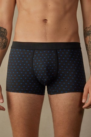 Black Men's Intimissimi Lily in Stretch Supima® Cotton Boxer | AU1434UTL
