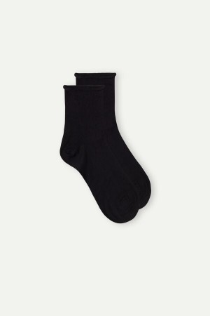Black Men's Intimissimi No-show in Stretch Supima® Cotton Socks | AU1207FMM