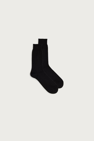 Black Men's Intimissimi Short Chashmere-Silk-Cotton Socks | AU1227ISZ