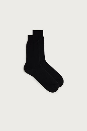 Black Men's Intimissimi Short Sateen Egyptian Cotton Socks | AU1229PQC