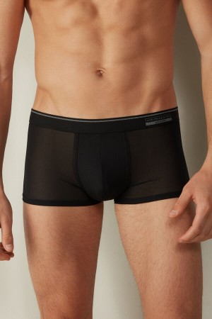 Black Men's Intimissimi Super Fresh Micro-mesh Boxer | AU1445KIR