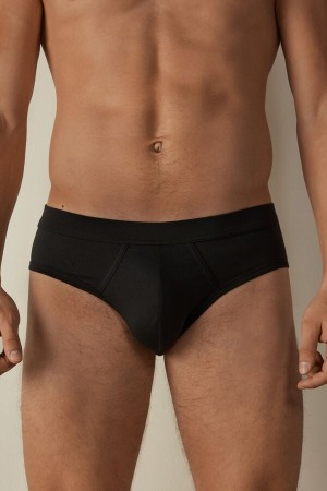 Black Men's Intimissimi Supima® Cotton Briefs | AU1368LHT