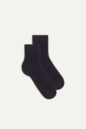 Black Men's Intimissimi Terrycloth No-show Socks | AU1183HKW