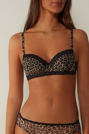 Black Women's Intimissimi Animal Vibes Sofia Balconette Bras | AU2960UTA