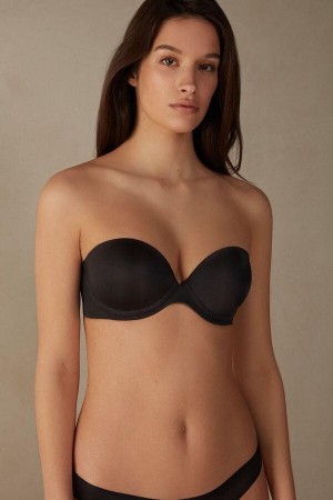 Black Women's Intimissimi Anna Bandeau in Ultralight Microfiber Bras | AU2830XFA
