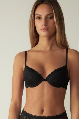 Black Women's Intimissimi Bellissima Push-up in Lace Bras | AU2721UTY