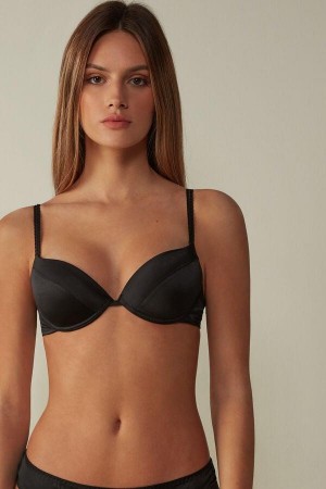Black Women's Intimissimi Bellissima Silk Push-Up Bras | AU2705TVH
