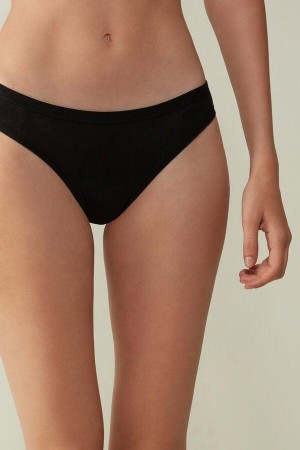 Black Women's Intimissimi Brazilian in Ultralight Supima® Cotton Panties | AU1499ZGY