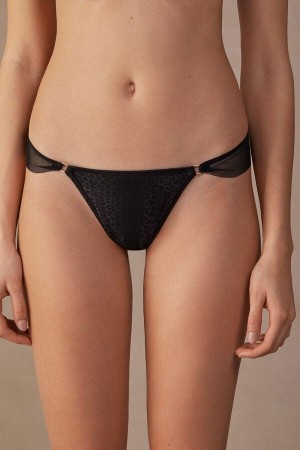 Black Women's Intimissimi Cool Minimal Brazilian Panties | AU1561RWH