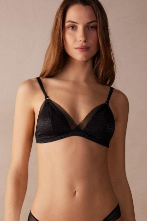 Black Women's Intimissimi Cool Minimal Emma Triangle Bras | AU2907HKP