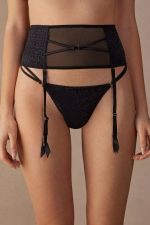 Black Women's Intimissimi Cool Minimal Garter Belt Lingerie | AU2136UTL