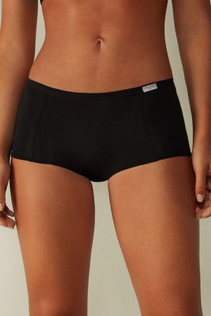 Black Women's Intimissimi Cotton Boyshorts Panties | AU1700DNN