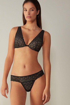 Black Women's Intimissimi Elena Balconette in Lace Bras | AU2795RWW