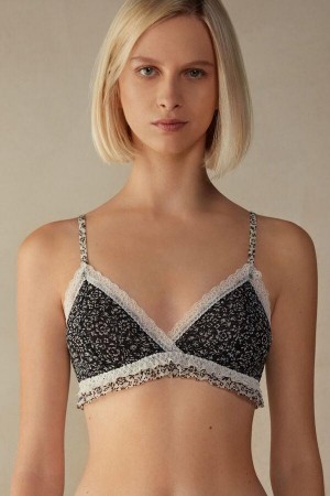 Black Women's Intimissimi Emma A Floral Affair Triangle Bras | AU2654EXJ