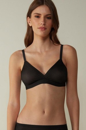 Black Women's Intimissimi Emma Invisible Touch Triangle Bras | AU2853NBI