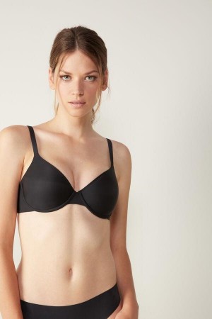 Black Women's Intimissimi Francesca Ultralight Microfiber Balconette Bras | AU2937RWF