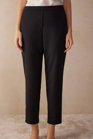 Black Women's Intimissimi Full Length with Pockets Pants | AU2245SOB