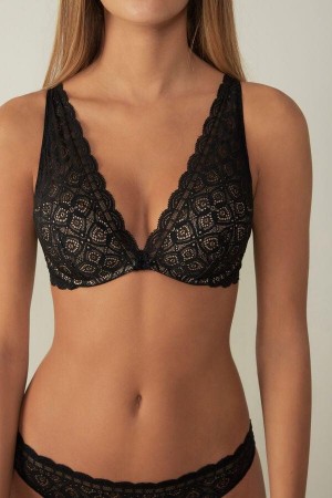 Black Women's Intimissimi Giorgia Balconette in Lace Bras | AU2440HKA