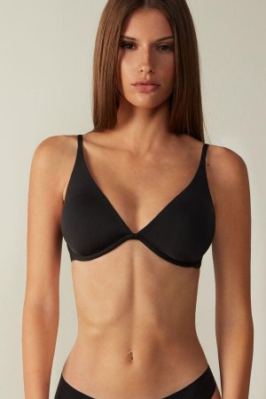 Black Women's Intimissimi Giulia Balconette in Ultralight Microfiber Bras | AU2427EXB