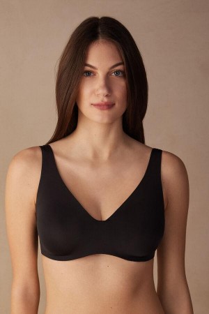Black Women's Intimissimi Greta Balconette in Ultralight Microfiber Bras | AU2523APH
