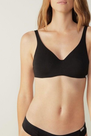 Black Women's Intimissimi Greta Balconette in Cotton Bras | AU2423UTZ
