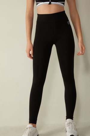 Black Women's Intimissimi In Action in Organic Stretch Cotton Pants | AU2254XFU