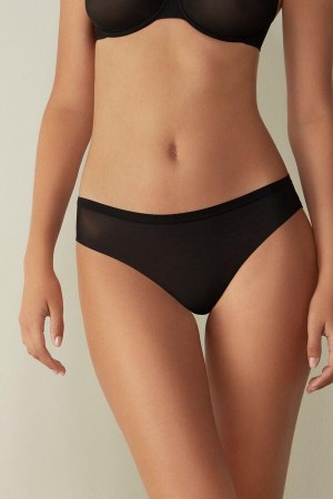 Black Women's Intimissimi Invisible Touch Brazilian Panties | AU1489PQC