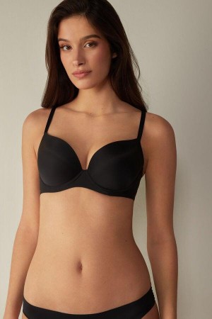 Black Women's Intimissimi Irina Microfiber Balconette Bras | AU2401EXB