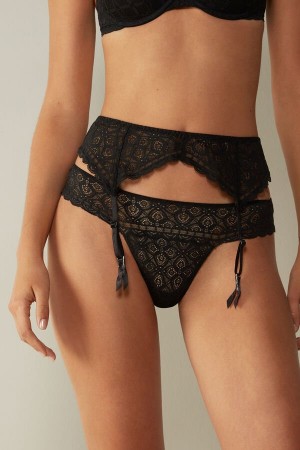 Black Women's Intimissimi Lace Garter Belt Lingerie | AU2148LHT