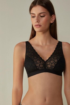 Black Women's Intimissimi Lara Triangle in Lace Bras | AU2634TVV